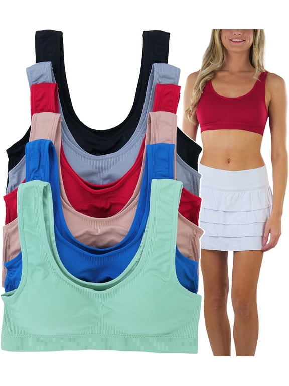 Women's Pack of 6 Padded Double Scoop Comfort Lounging Bras