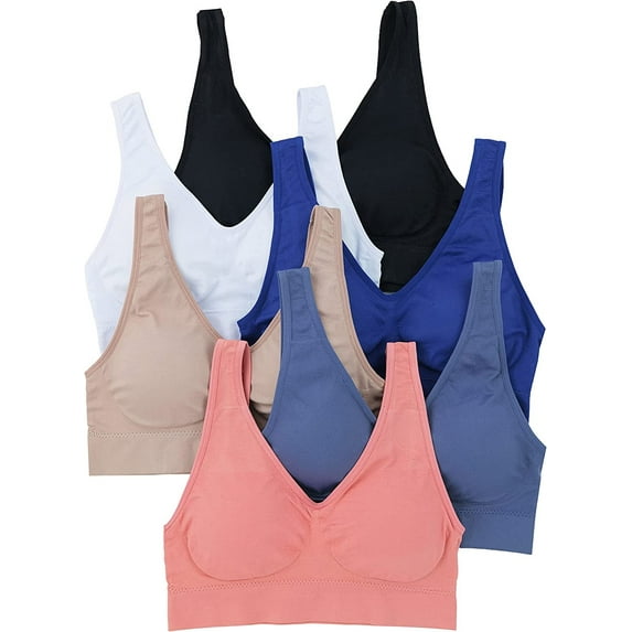 ToBeInStyle Women's Pack of 6 Padded Double Scoop Comfort Lounging Bras