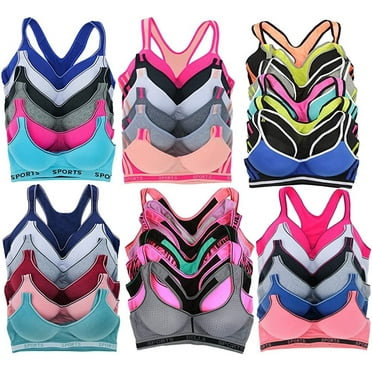 ToBeInStyle Women's Pack of 6 Random Assorted Print Sports Bras - Assorted Colors - Size 38D