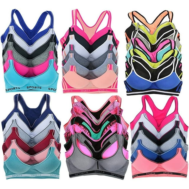 ToBeInStyle Women's Pack of 6 Random Assorted Print Sports Bras Assorted Colors Size 40C