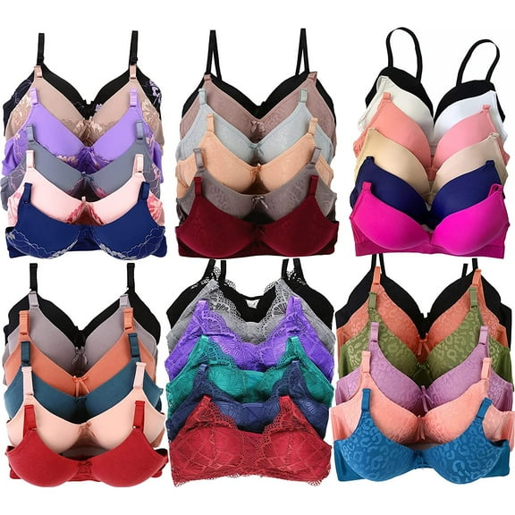 ToBeInStyle Women's Pack of 6 Random Assorted Print Wireless Bras - Assorted - 38B