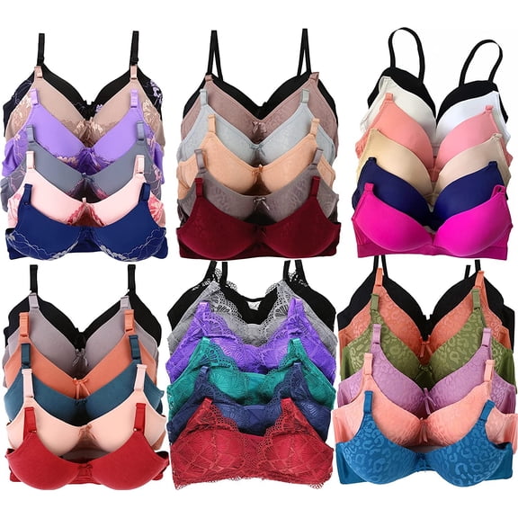 ToBeInStyle Women's Pack of 6 Random Assorted Print Wireless Bras - Assorted - 40C