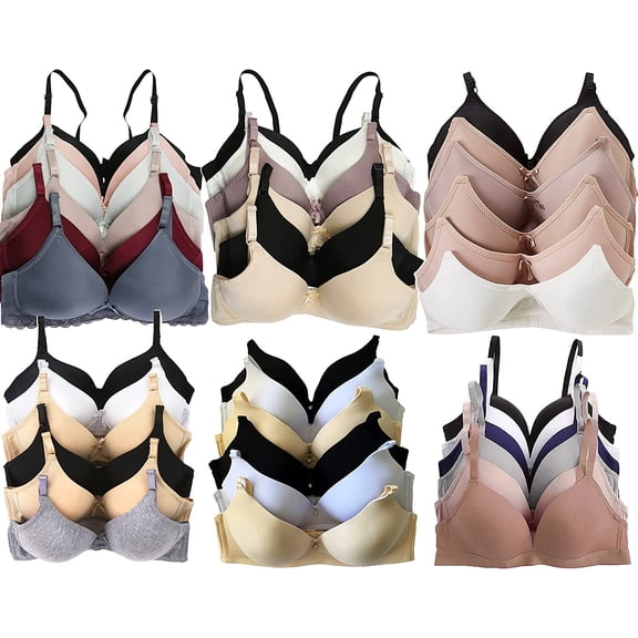ToBeInStyle Women's Pack of 6 Random Assorted Print Wireless Bras - Basics - 32B