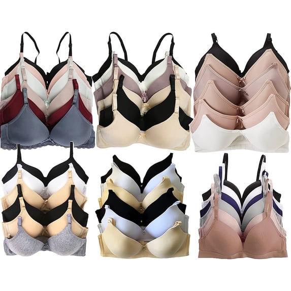 ToBeInStyle Women's Pack of 6 Random Assorted Print Wireless Bras - Basics - 36B