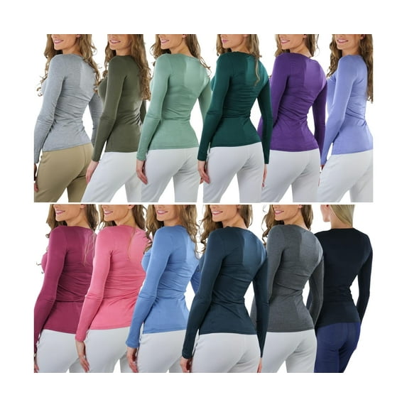 ToBeInStyle Women's Pack of 6 Randomly Assorted Long Sleeve T-Shirts - 3XL