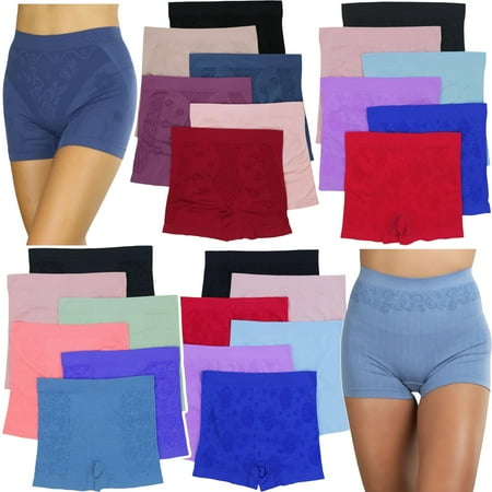 ToBeInStyle Women's Pack of 6 Randomly Assorted Plus Size Floral Print Shimmering High Rise Shorty Shorts - 3X