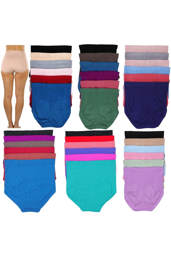 Women's Pack of 6 Randomly Assorted Plus Sized High Waisted Compression Briefs - 4X