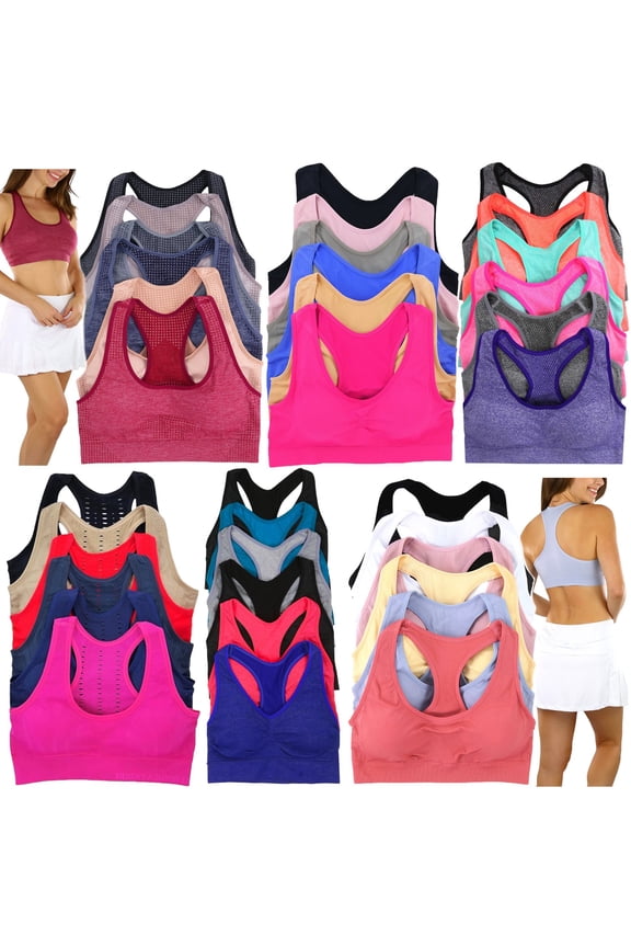 Women's Pack of 6 Randomly Selected Racerback Bras - One Size Plus