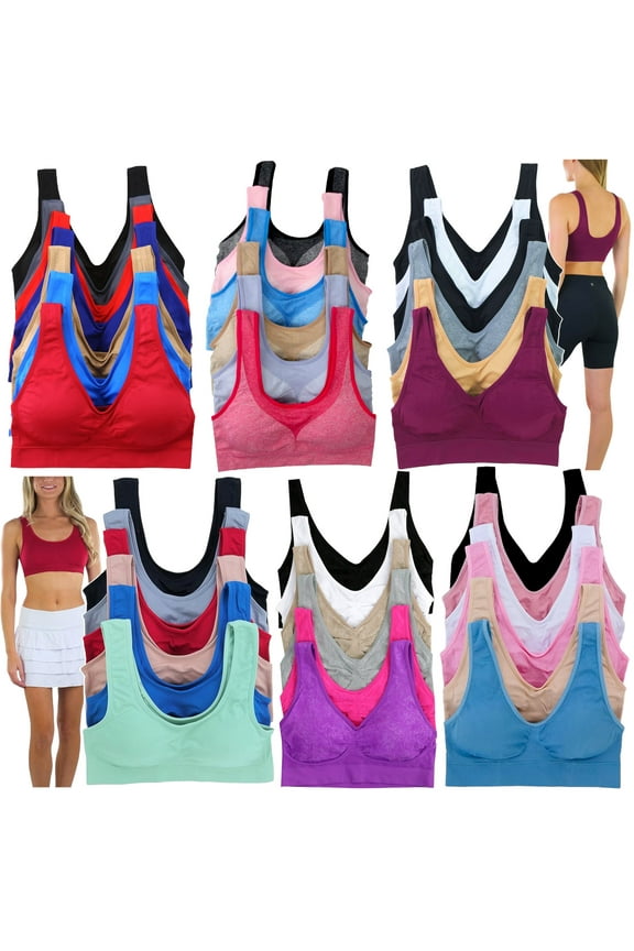 Women's Pack of 6 Randomly Selected Racerback Bras - One Size
