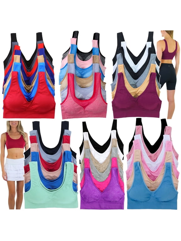 Women's Pack of 6 Randomly Selected Scoop Neck Bras - One Size Plus