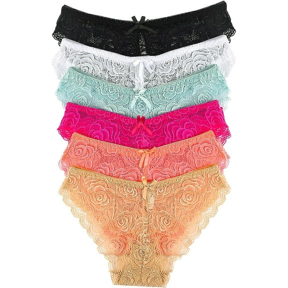 ToBeInStyle Women's Pack of 6 Rose Flower Lacy Bikini Panties
