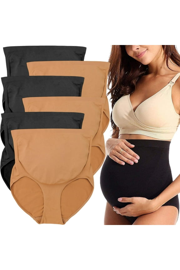 Women's Pack of 6 Seamless High Waisted Maternity Underwear - Briefs - Large