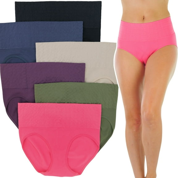 ToBeInStyle Women's Pack of 6 Seamless Stretch Firm Control Shaping High Waist Band Briefs - Berry Assortment - OS