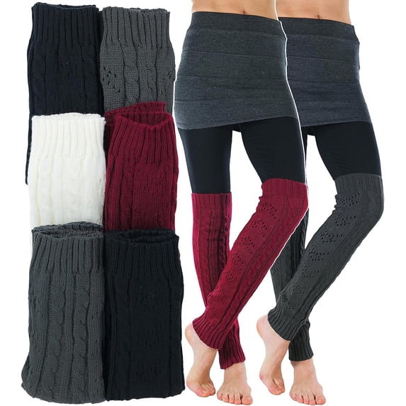 ToBeInStyle Women's Pack of 6 Warm Leg Warmers - Cable Knit