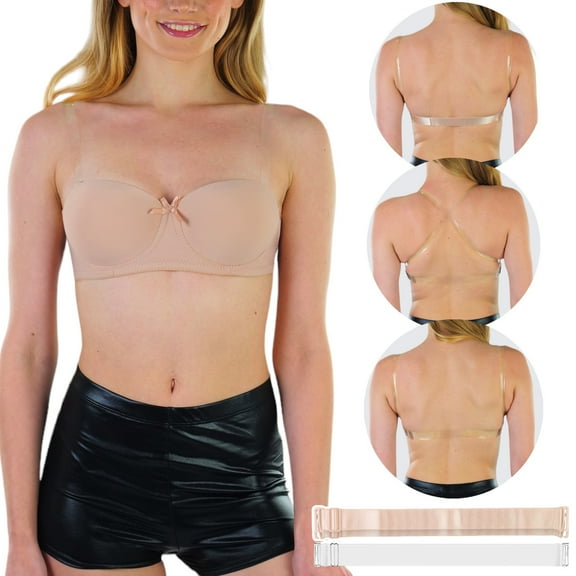 ToBeInStyle Women's Padded Wired Bra with Clear Convertible Straps - Beige - 38B