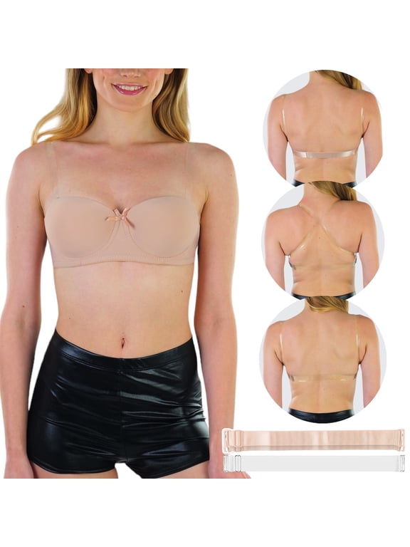 Women's Padded Wired Bra with Clear Convertible Straps - Beige - 40C