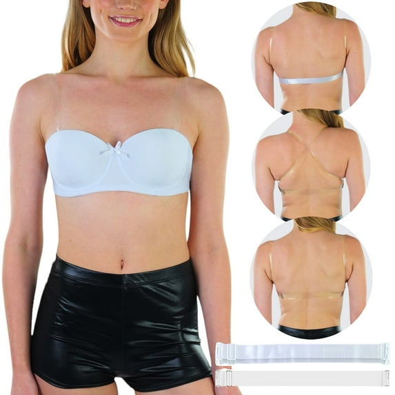 ToBeInStyle Women's Padded Wired Bra with Clear Convertible Straps - White - 34B