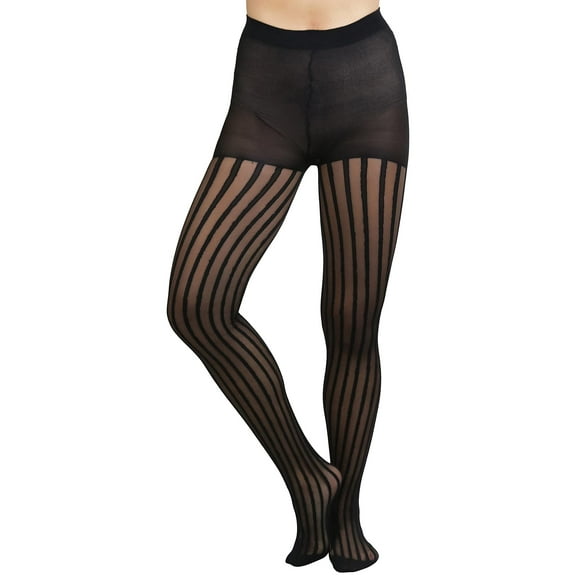 ToBeInStyle Women's Pin Striped Sheer Full Footed Pantyhose - One Size