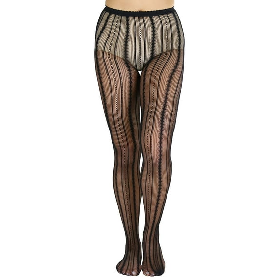 ToBeInStyle Women's Pin Up Pinstripe Net Pantyhose - Black - One Size