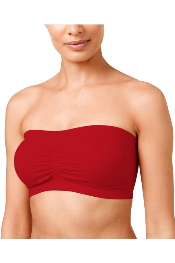 Women's Plus Size Removable Pads Ruched Bandeau Tube Bras