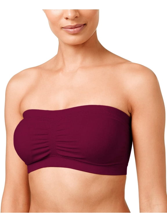 Women's Plus Size Removable Pads Ruched Bandeau Tube Bras