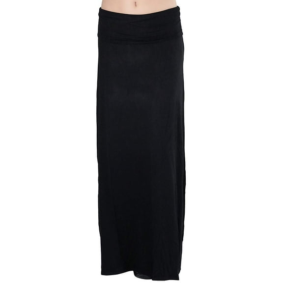 ToBeInStyle Women's Premium Rayon-Blend Relaxed Fit Maxi Skirt - Black - Small