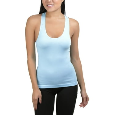 ToBeInStyle Women's Racerback Elastic Form Fitting Tank Top - Baby Blue - One Size
