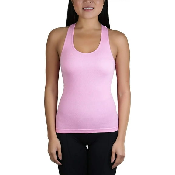 ToBeInStyle Women's Racerback Elastic Form Fitting Tank Top - New Pink - One Size