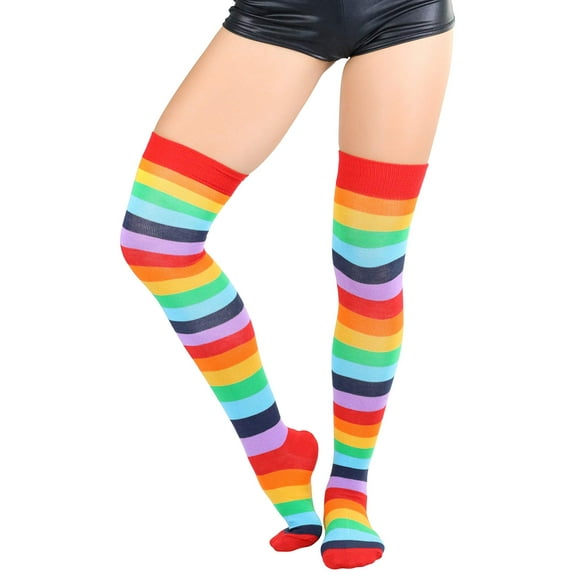 ToBeInStyle Women's Rainbow Acrylic Thigh High - Vibrant- One Size