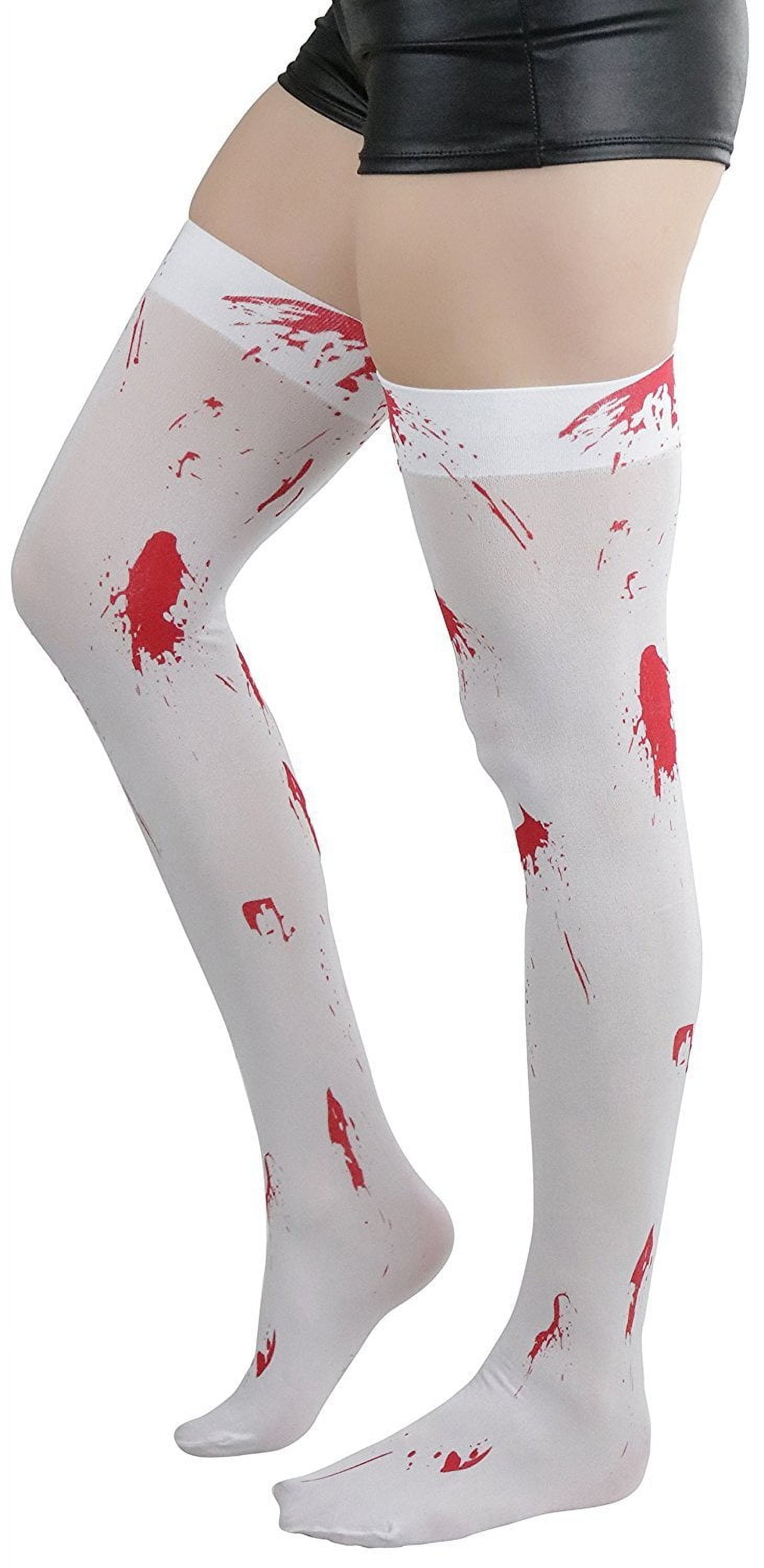 6639 Splatter Thigh Highs Red main image 1