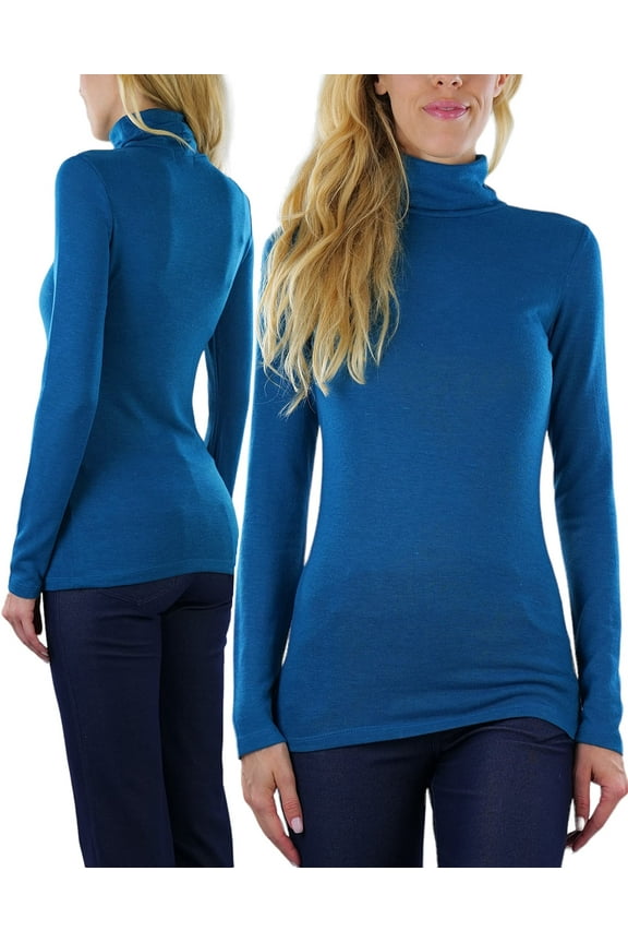 Women's Relaxed fit Long Sleeve Soft and Stretchy Turtleneck Shirt