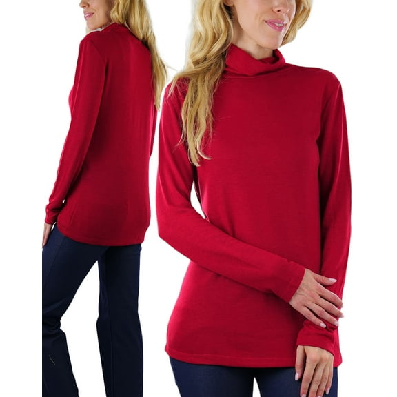 ToBeInStyle Women's Relaxed fit Long Sleeve Soft and Stretchy Turtleneck Shirt
