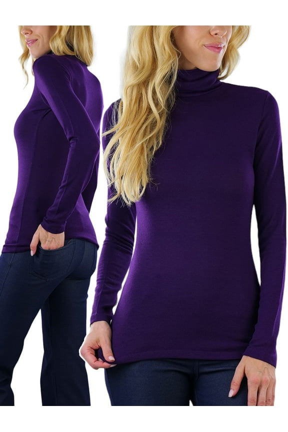 Women's Relaxed fit Long Sleeve Soft and Stretchy Turtleneck Shirt