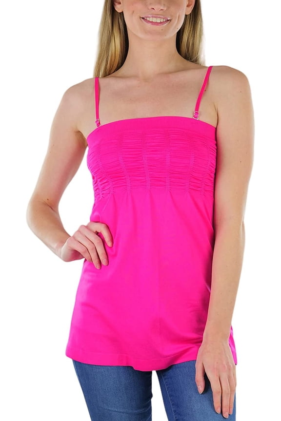 Women's Removable Straps Tube Bandeau Tops - Fuchsia