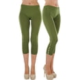 thumbnail image 1 of ToBeInStyle Women's Rhinestone Accent Ruched Capri Leggings, 1 of 6
