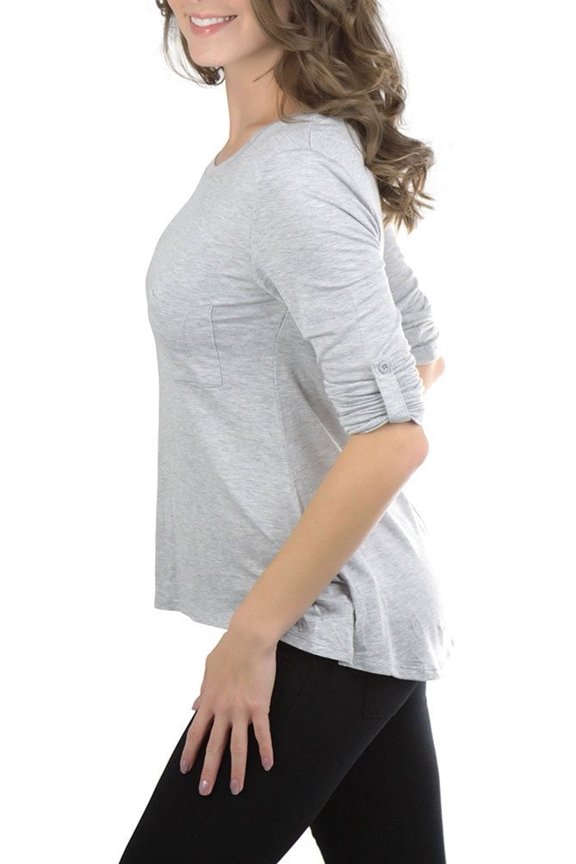 Women's Roll-Up Sleeve Pocket Top