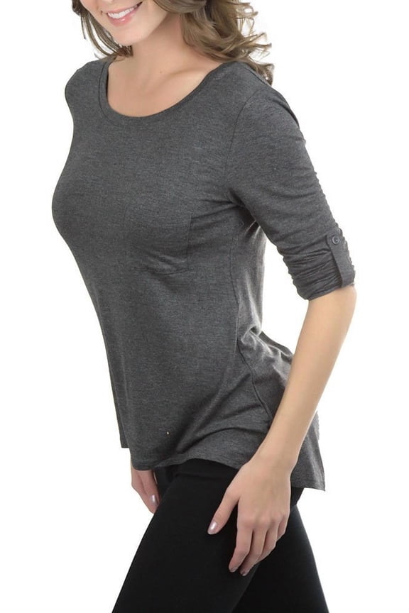 Women's Roll-Up Sleeve Pocket Top