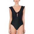 thumbnail image 1 of ToBeInStyle Women's Ruffle Sleeve Detail With Low V-Back One Piece Swimsuit, 1 of 3