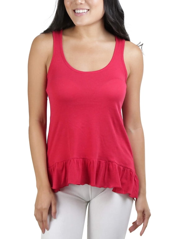 Women's Ruffled Long Scoopneck Tunic