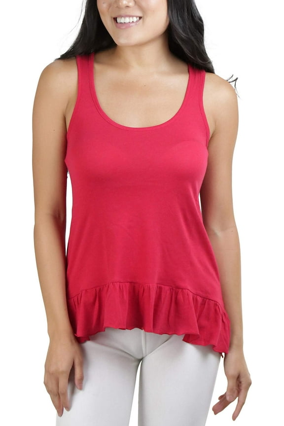 Women's Ruffled Long Scoopneck Tunic