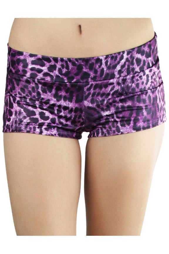 Women's Seamless Mini Booty Shorts - Fuchsia Leopard - One Size