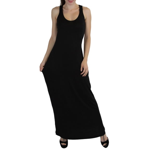 ToBeInStyle Women's Seamless Scoop Neck Y-Back Elastic Waist Y-Back Maxi Dress