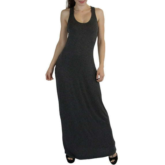 ToBeInStyle Women's Seamless Scoop Neck Y-Back Elastic Waist Y-Back Maxi Dress