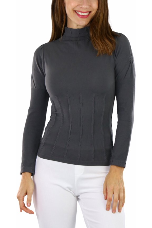 Women's Seamless Textured Long Sleeve Turtleneck Blouse