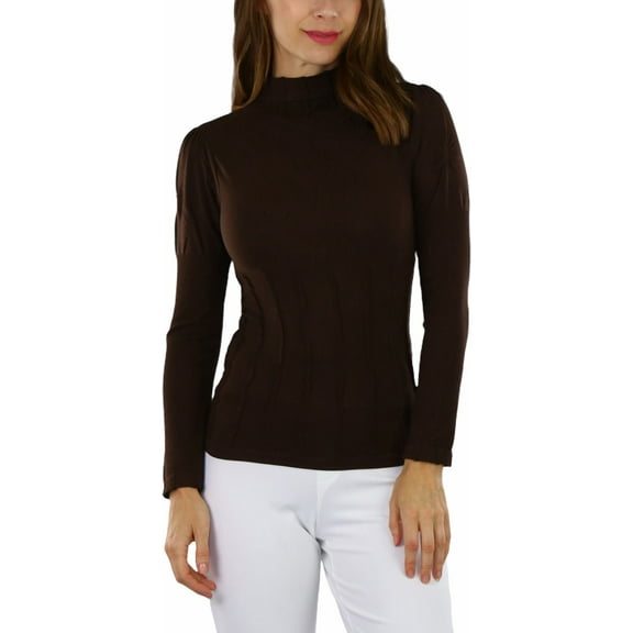 ToBeInStyle Women's Seamless Textured Long Sleeve Turtleneck Blouse