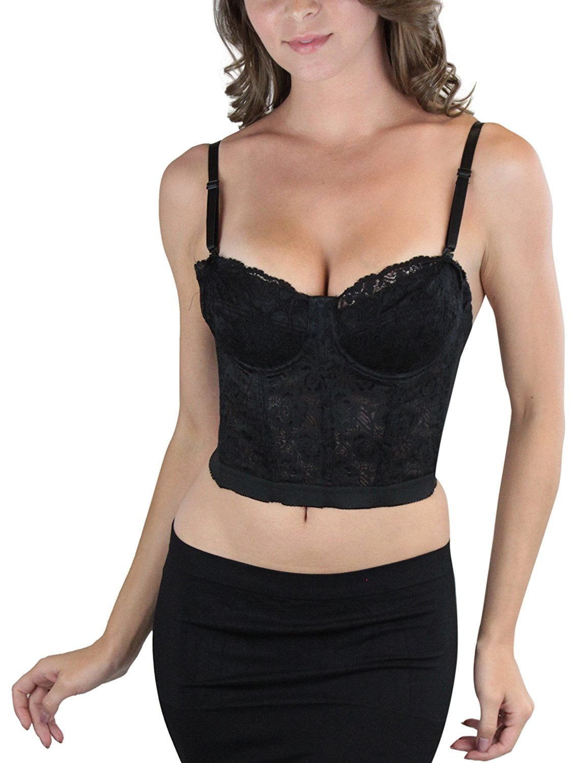 ToBeInStyle Women's Shaping Floral Lace Boned Bustier