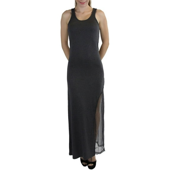 ToBeInStyle Women's Side Mesh-Split Racerback Elastic Waist Y-Back Maxi Dress