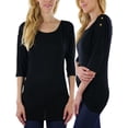 thumbnail image 1 of ToBeInStyle Women's Side Shirred Button at Shoulder Top, 1 of 7