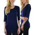 thumbnail image 1 of ToBeInStyle Women's Side Shirred Button at Shoulder Top, 1 of 7