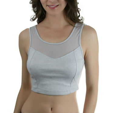 ToBeInStyle Women's Sleeveless Mesh Crop Top - Heather Grey - S